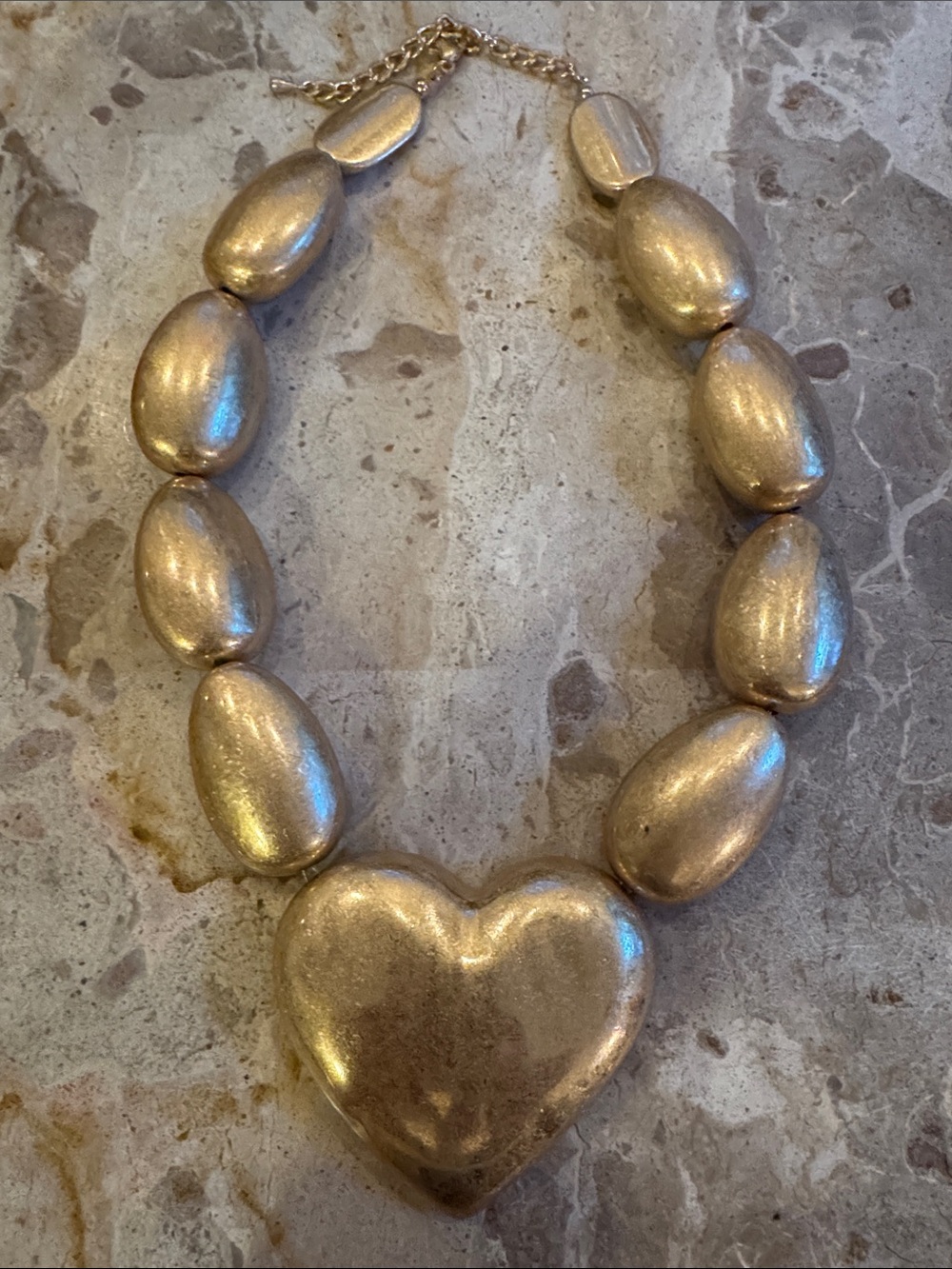 Matte Gold Heart Statement Necklace - Women's Fashion Jewelry